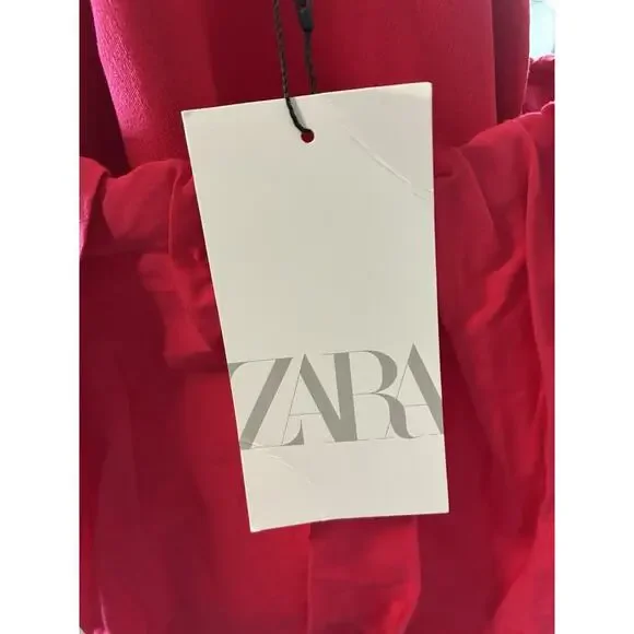 ZARA Hot Pink Off The Shoulder Mini Dress S NWT Party Cocktail Weddiing Guest - Picture 4 of 6